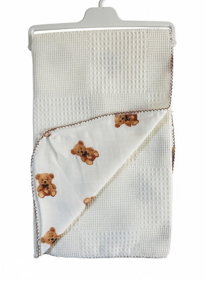 Bebek Battaniyesi 75x80 cm Çift Yönlü Pike Müslin %100 Pamuk Nefes Alır Yumuşak
