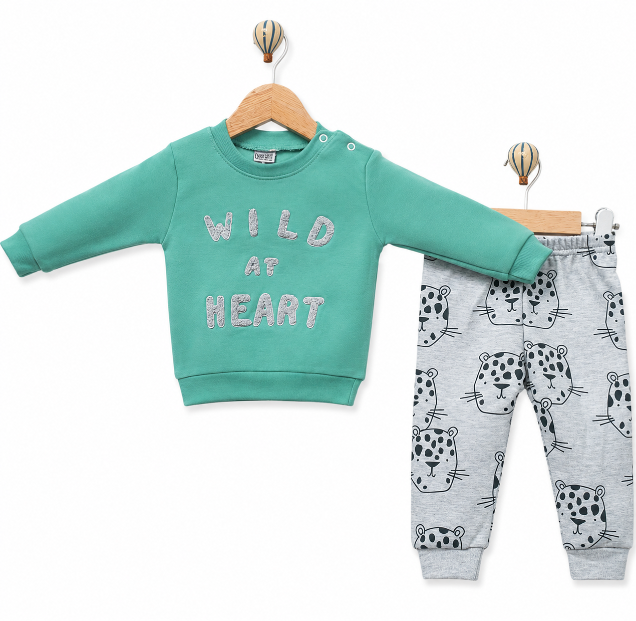 Wild At Heart Baskılı  %100 Pamuk Penye Bebek 2’li Takım